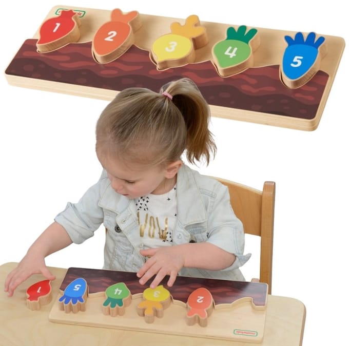 Masterkidz houten educatieve patch – cijfers, kleuren en groenten - UNI