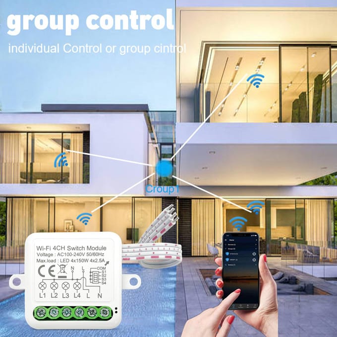 4CH WIFI-schakelmodule Mini Smart Module met spraakbesturing Mobiele telefoon APP-besturing Timingfunctie 1CH WIFI Switch Module