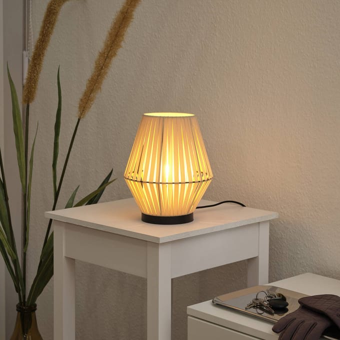 OSRAM DECOR Stripes Tafellamp E14 Beige 205mm, Tafellamp gemaakt van staal en polyester met compact ontwerp