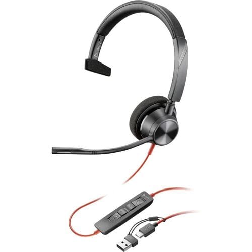 HP Poly Blackwire C3310 On Ear headset Kabel Mono Zwart Ruisonderdrukking (microfoon), Noise Cancelling Headset, Volumeregeling, Microfoon