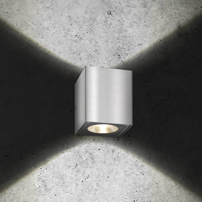 LCD LED buiten wandlamp 5026, roestvrij staal, 11 cm, IP54, up/down