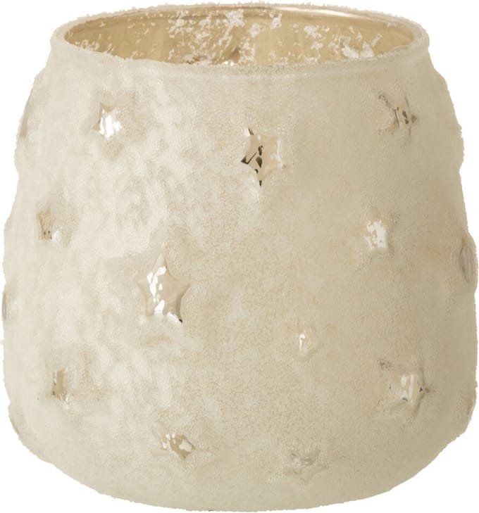 J-Line theelichthouder Ster - glas - zilver - small