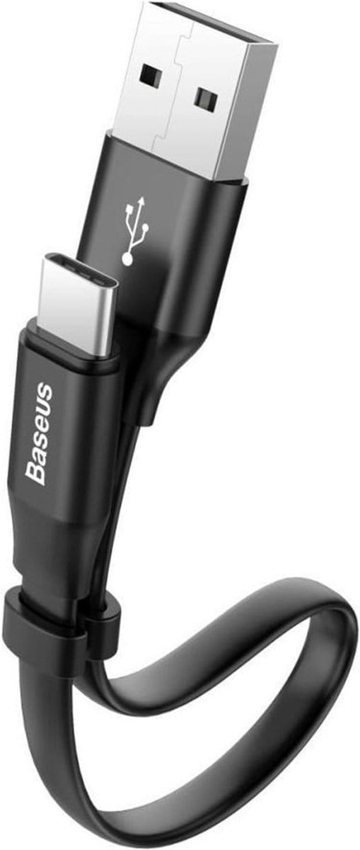 Baseus - Nimble - platte kabel USB/USB-C kabel met houder 2A 0,23M zwart - (CATMBJ-01)