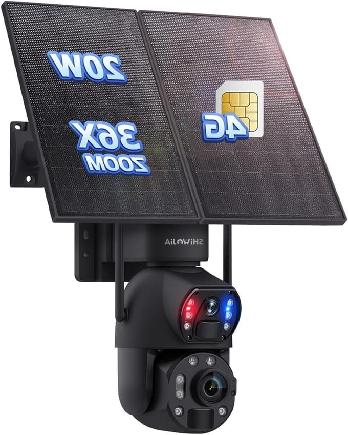 Bewakingscamera op zonne-energie - 4G camera Simkaart camera - Buitenbewaking op afstand - Dubbele lens 36x zoom