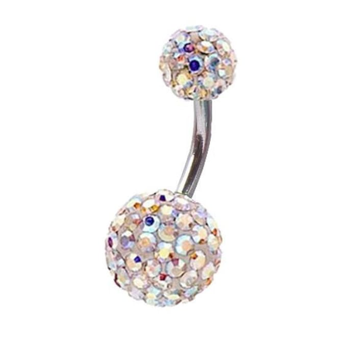 Fako Bijoux® - Navelpiercing - Disco Dots Duo - Wit MC