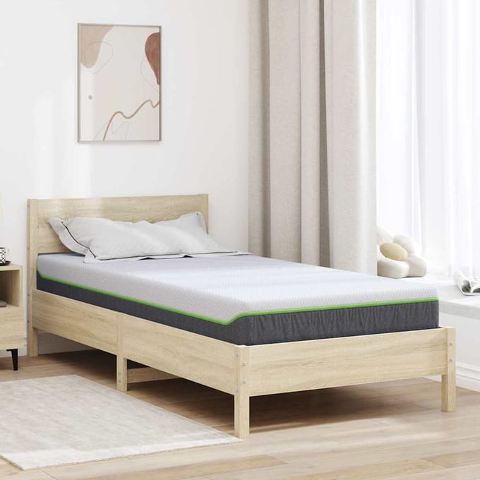vidaXL - Matras - Medium - zacht - 90 - x - 200 - cm - Wit - en - Grijs