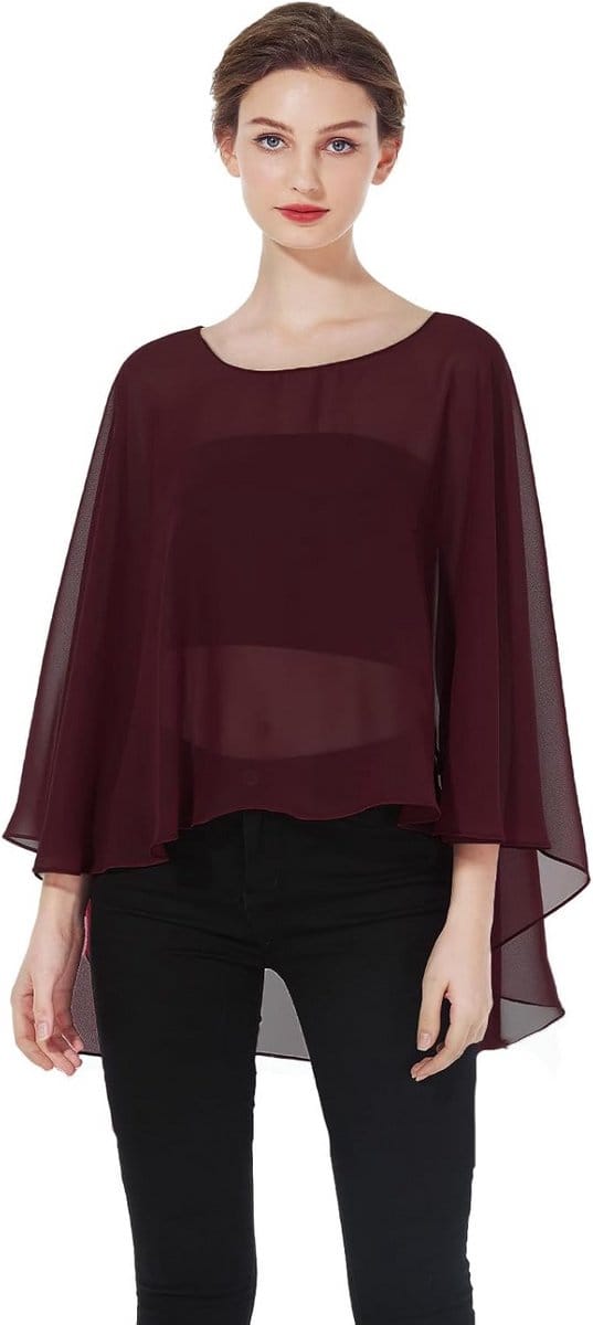 Chiffon Cape - Bruids Sjaal - Feestelijke Gelegenheid - Hoge Lage Ontwerp - 98 cm Achterkant - Elegant Wit