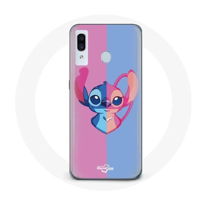 Hoesje voor Samsung Galaxy A40 Stitch en engel blauw roze