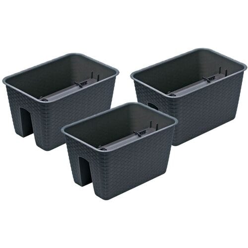 PROSPERPLAST 3 railing bloempotten (Rechthoekig, antraciet, 39,6 x 27,2 x 22,5 cm)