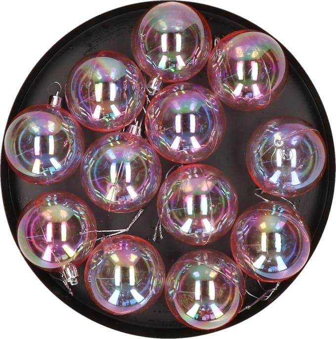 Gerim kerstballen - 24x st - transparant parelmoer - 6 cm - kunststof