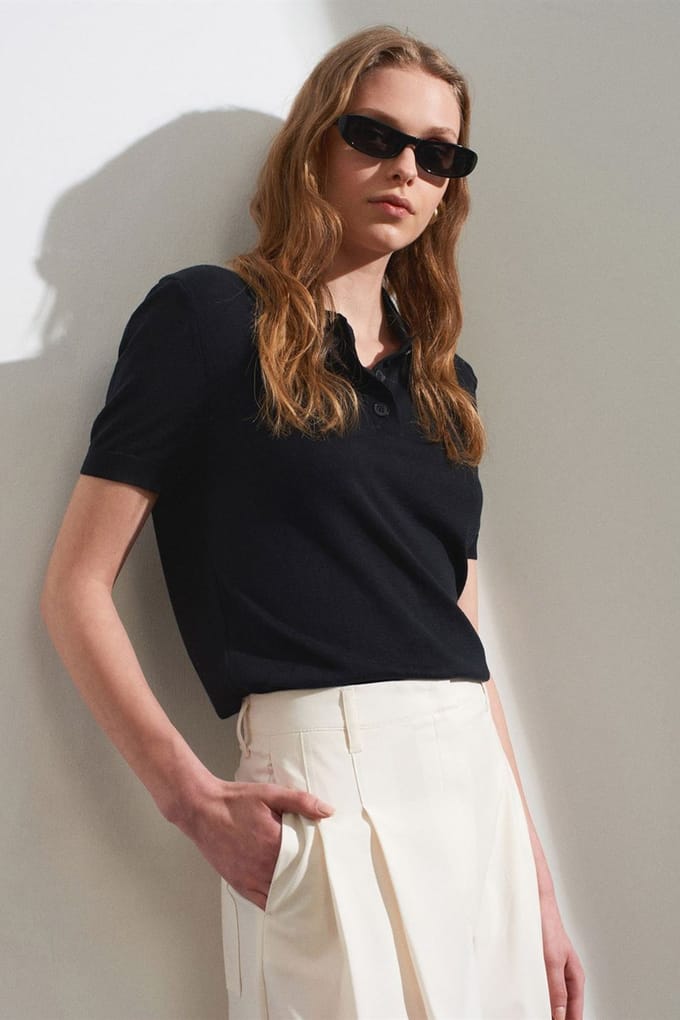 Dames Polo Kraag Knopfblouse
