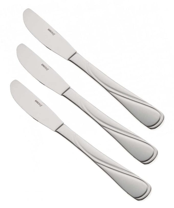 Kinghoff KH-1443 - Diner Mes - Roestvrij Staal - Hoogglans - 21cm - Set van 3