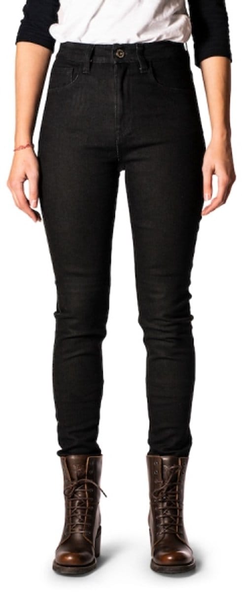 ROKKER ROKKERTECH HIGH WAIST BLACK MOTORCYCLE JEANS L30/W28 - Maat - Broek