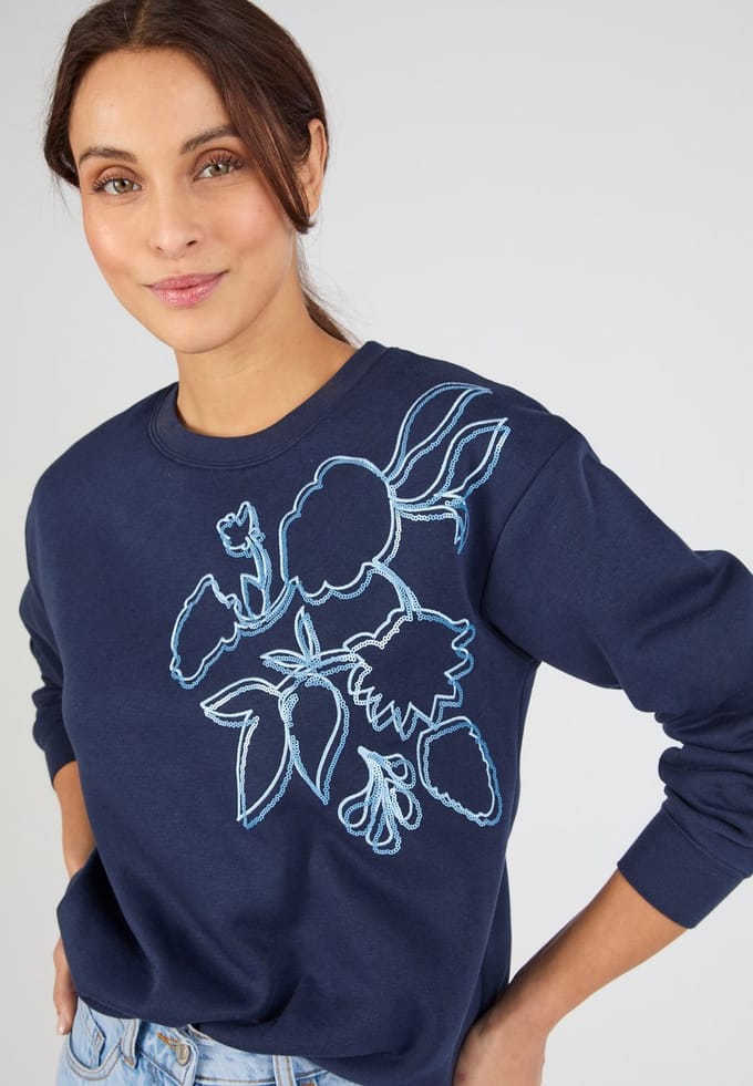 Damart - Sweat-shirt molton met Thermolactyl-label - Dames - Blauw - S