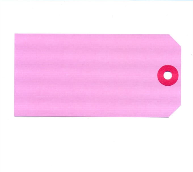 label 120 x 60 mm groot - rose met rode ring - 200 stuks