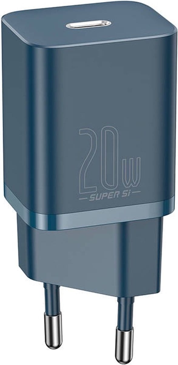Baseus USB C Adapter - 20W - USB C Oplader - USB C Stekker - Snellader - Blauw