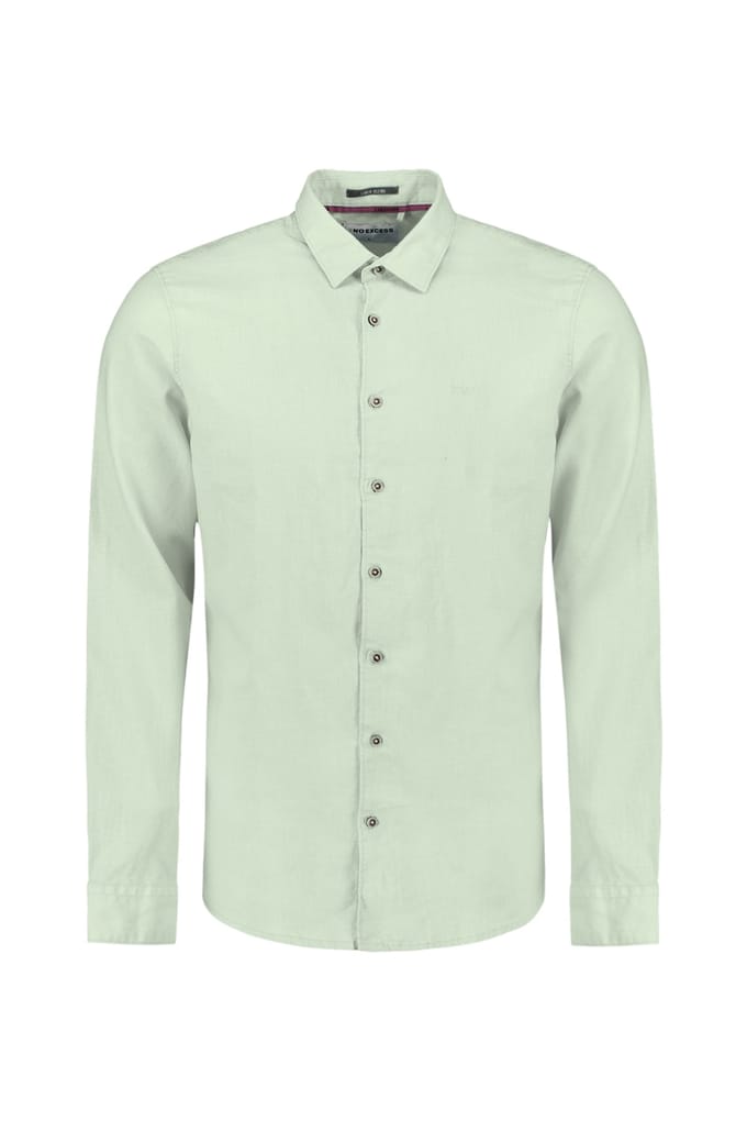 No Excess Shirt Solid With Linen Mint Größe: L | Casual hemden Outlet | Herren | Cyan