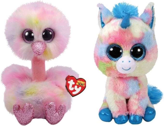 Ty - Knuffel - Beanie Buddy - Avery Ostrich & Blitz Unicorn