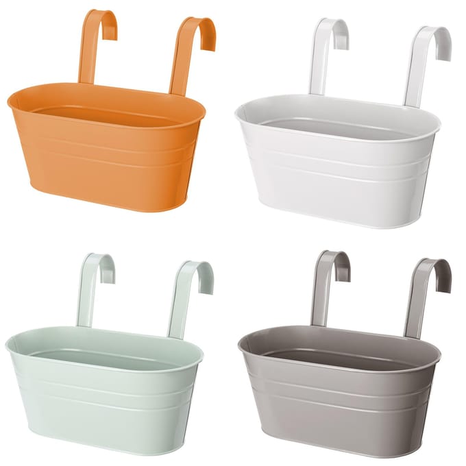 Pots Suspendus à Double Crochet Pots en Fer Blanc Pot de Fleurs Décoration de Jardin orange