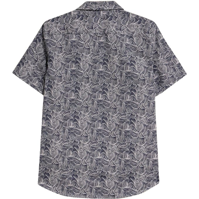 White Stuff Waves Printed Ss Shirt Navy Print Größe: M | Casual hemden Outlet | Herren | Blau