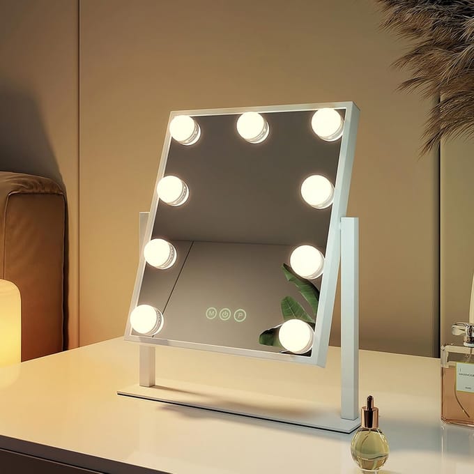 Make-up Spiegel - Verlichte Spiegel - Gedetailleerde Make-up - 3 Kleuren Licht - 25 x 30 cm - Wit