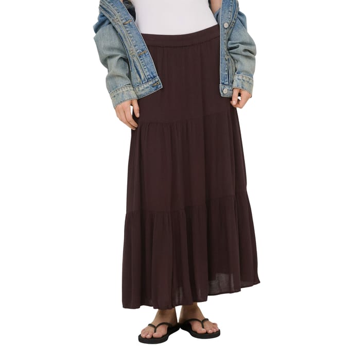 Uitlopende maxi-rok van zuivere viscose model 'MIKKA'