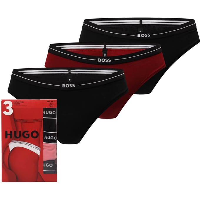 Dames Boss 3-pack met logo tailleband slips in meerdere kleuren