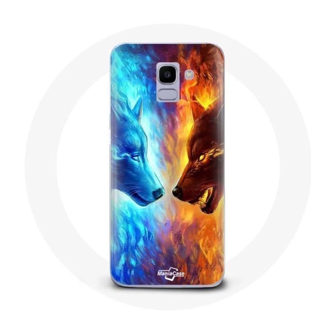 Case voor Samsung Galaxy A6 2018 Ice en Fire Wolf