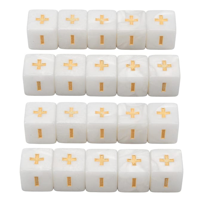 20 Dés Mathématiques Signes Plus Moins 16mm Ensemble de Dés Opération Mathématique Calcul pour l'Éducation des Tout-Petits Blanc