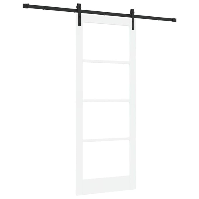 vidaXL - Schuifdeur - ORKDAL - Wit - 83 - x - 211 - cm - Massief - grenenhout - en - glas