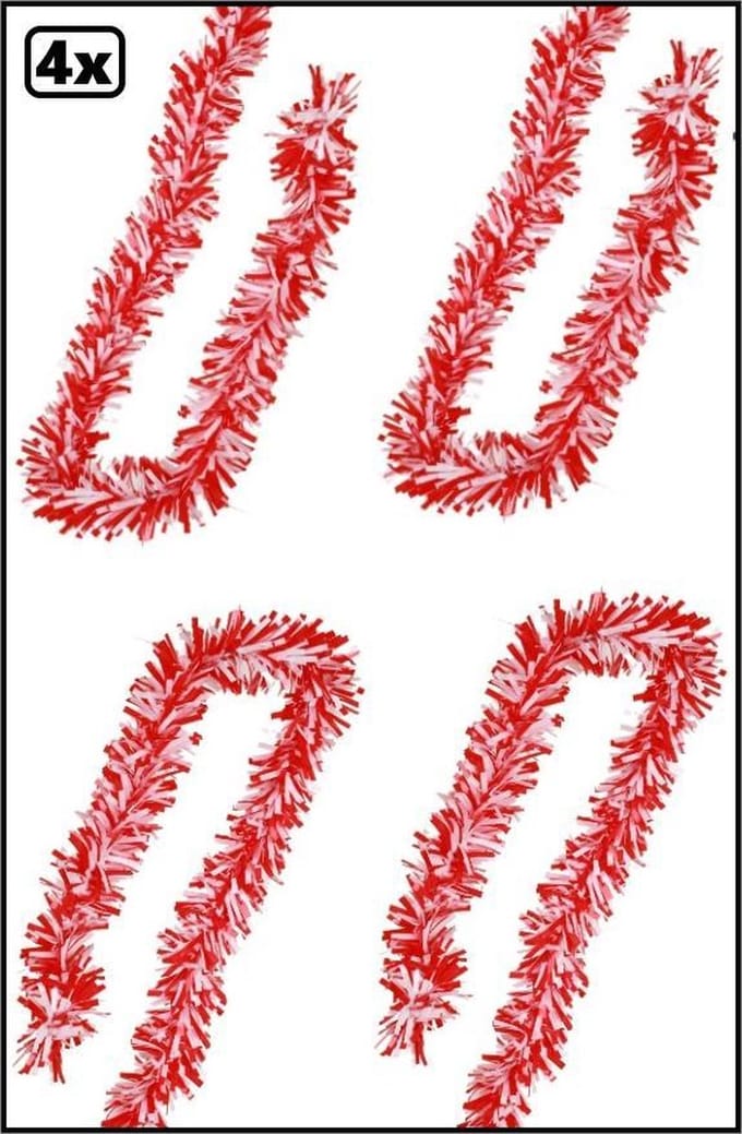 4x PVC folie draai guirlande rood-wit 5 meter BRANDVEILIG