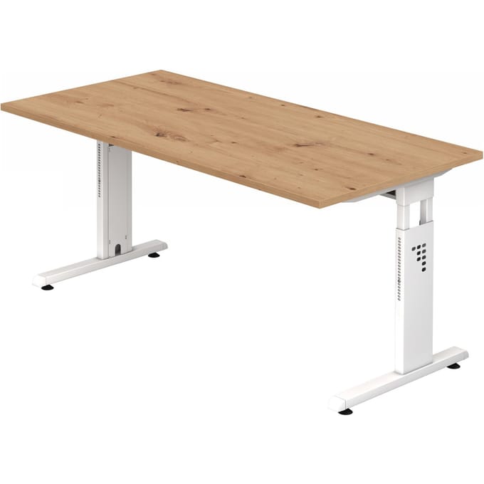 MEGA 16 W | Bureau - 160 x 80 Tafelhoogte I In hoogte verstelbaar Essen-Eik/Wit