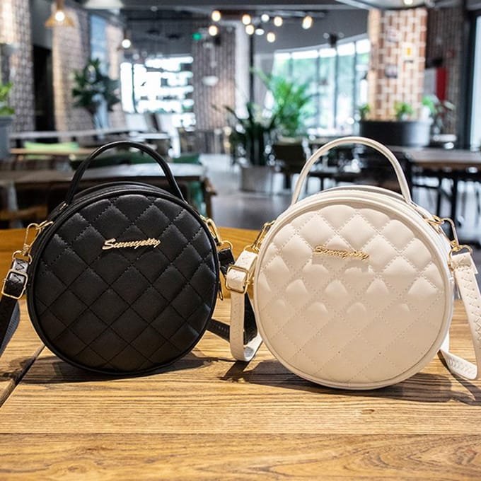 Retro kleine ronde tas zwart