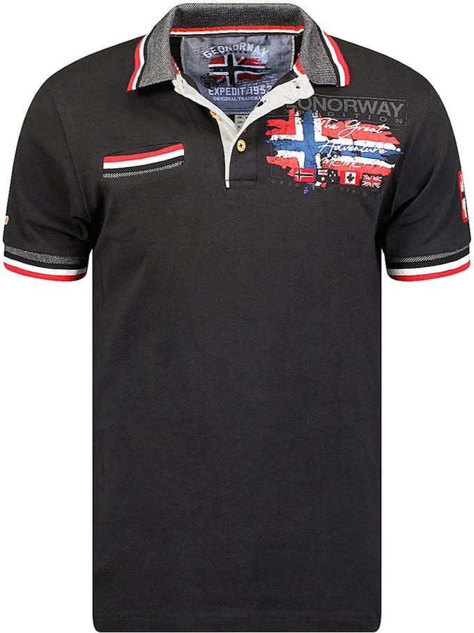 Geographical Norway Denim Polo Shirt Met Borstzakje Krusty - M