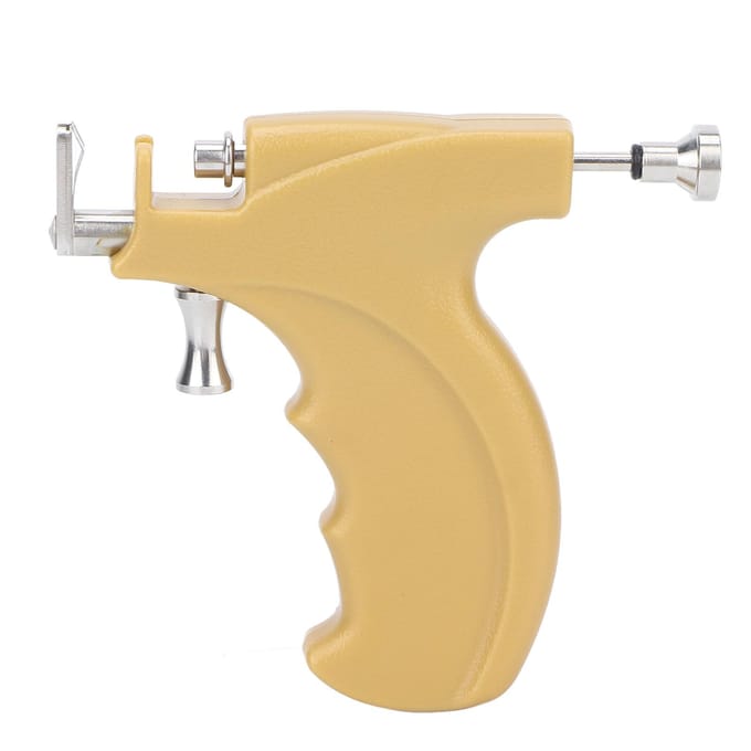 Kit d'outils de perçage d'oreille professionnel, clou d'oreille en acier inoxydable, ensemble d'outils de pistolet de perçage de boucles d'oreilles beige