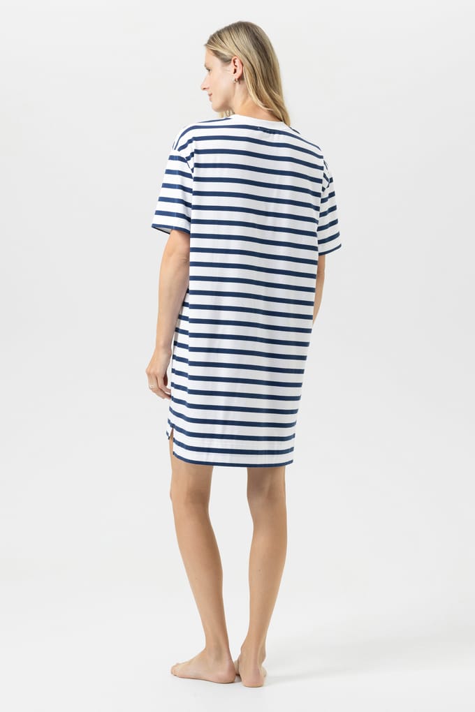 Nachthemd met korte mouwen Serie Breezy Stripes Blue Zodiac