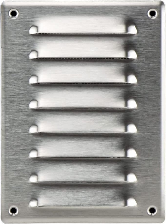Ventilatierooster - Afvoerluchtrooster - Binnenklimaat Verbeteren - Met Insectengaas - 140 x 190 mm - Roestvrij Staal