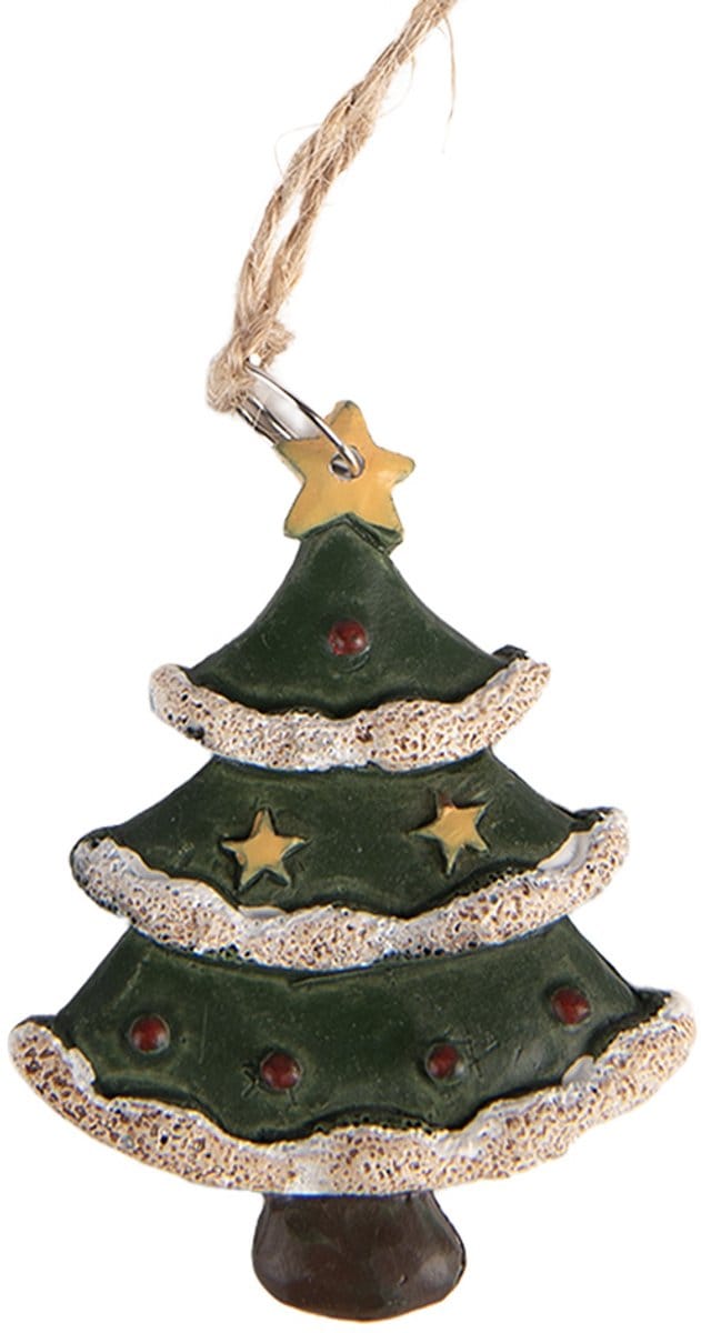 Clayre & Eef Kersthanger Kerstboom 3x1x5 cm Groen Kunststof
