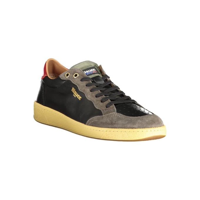 Blauer Zwarte Leren Heren Sneakers