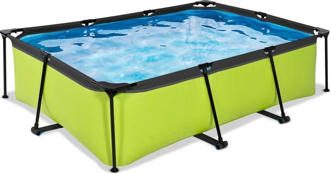 EXIT Lime Frame Zwembad 220x150x65cm - Opzetzwembad - met Filterpomp - Rechthoekig - Groen