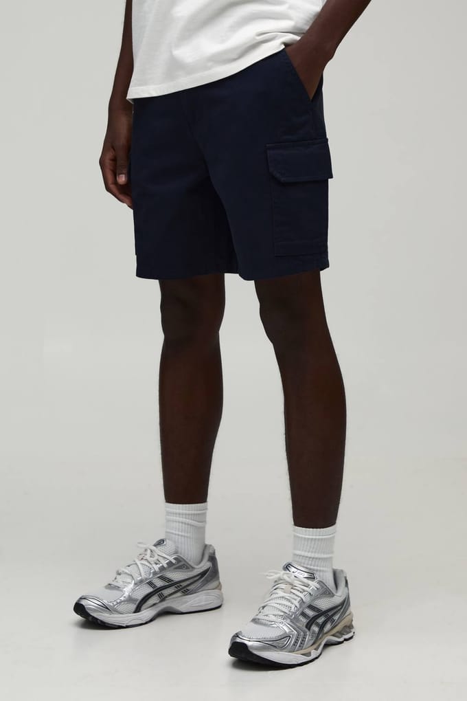 Essentiële Slim Fit Chino Shorts Met Vaste Tailleband | Navy | Size 36