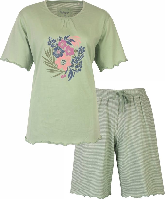 Tenderness Dames Shortama - Korte Mouwen - Licht Groen - Maat M