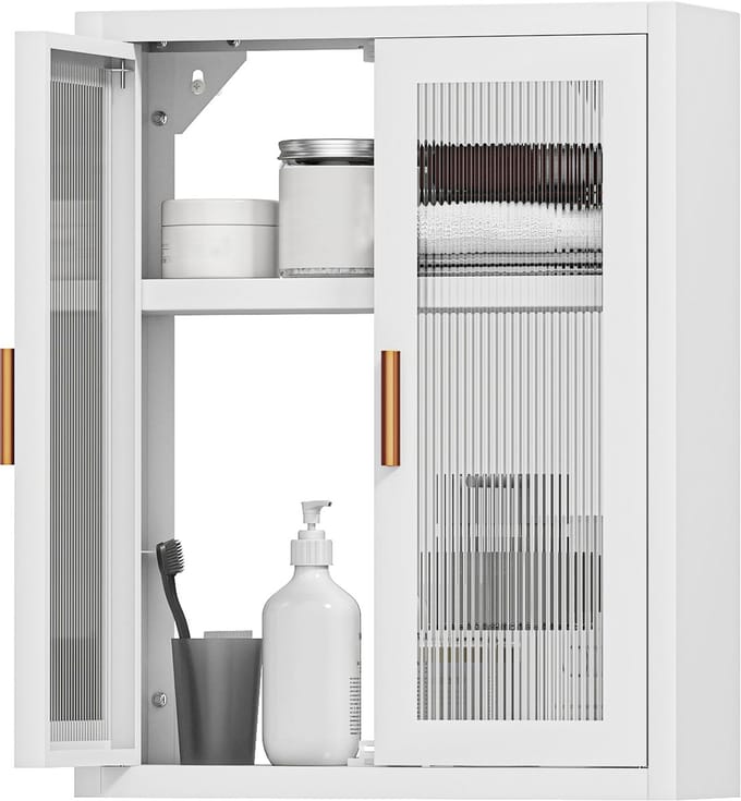 HOMCOM Wandkast - Metaal - 40x14x50cm - Wit