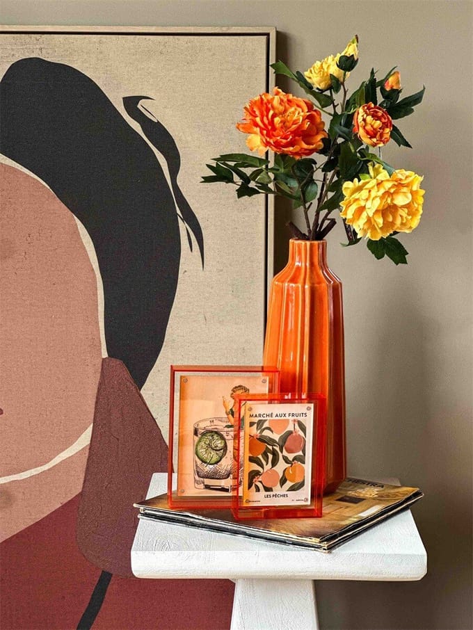 Kunstbloem Pioen Oranje