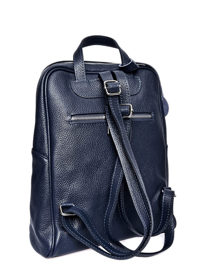 Roberta M Blauw Rundleer Tas