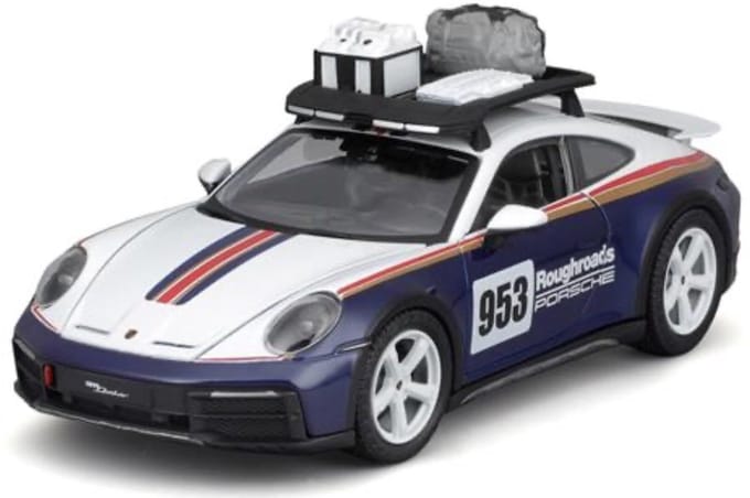 Bburago Porsche 911 - Modelauto - Schaal 1:24 - Wit/Blauw/Goud/Rood