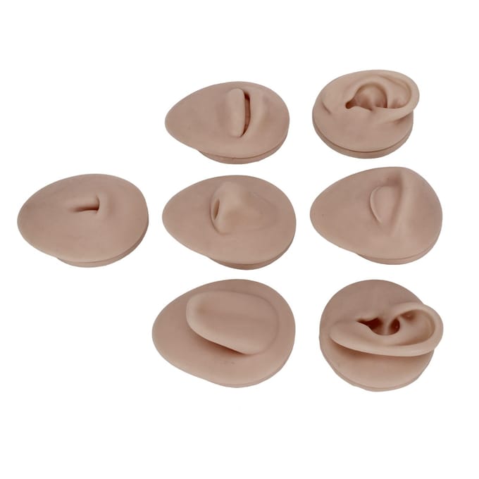 Siliconen Piercing Lichaamsmodel Zachte Siliconen Oor Mond Neus Oog Tong Navel Model met Displayrek gray