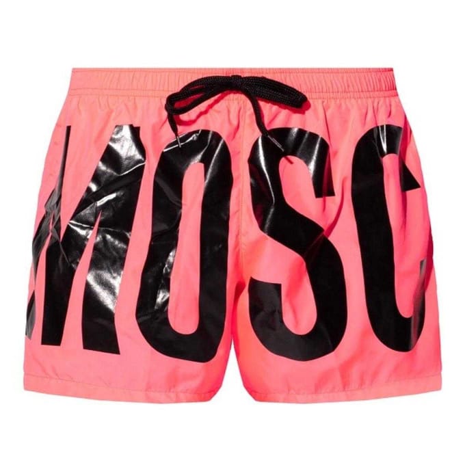 Moschino Heren Logo Polyester Zwemshorts (Felroze)