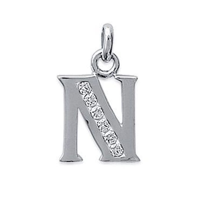 Blinx Jewels Zilveren Hanger Letter N Steentjes