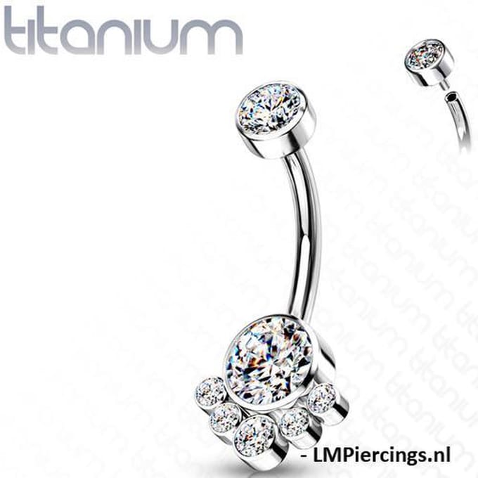 Piercing titanium cluster CZ bezel - LMPiercings